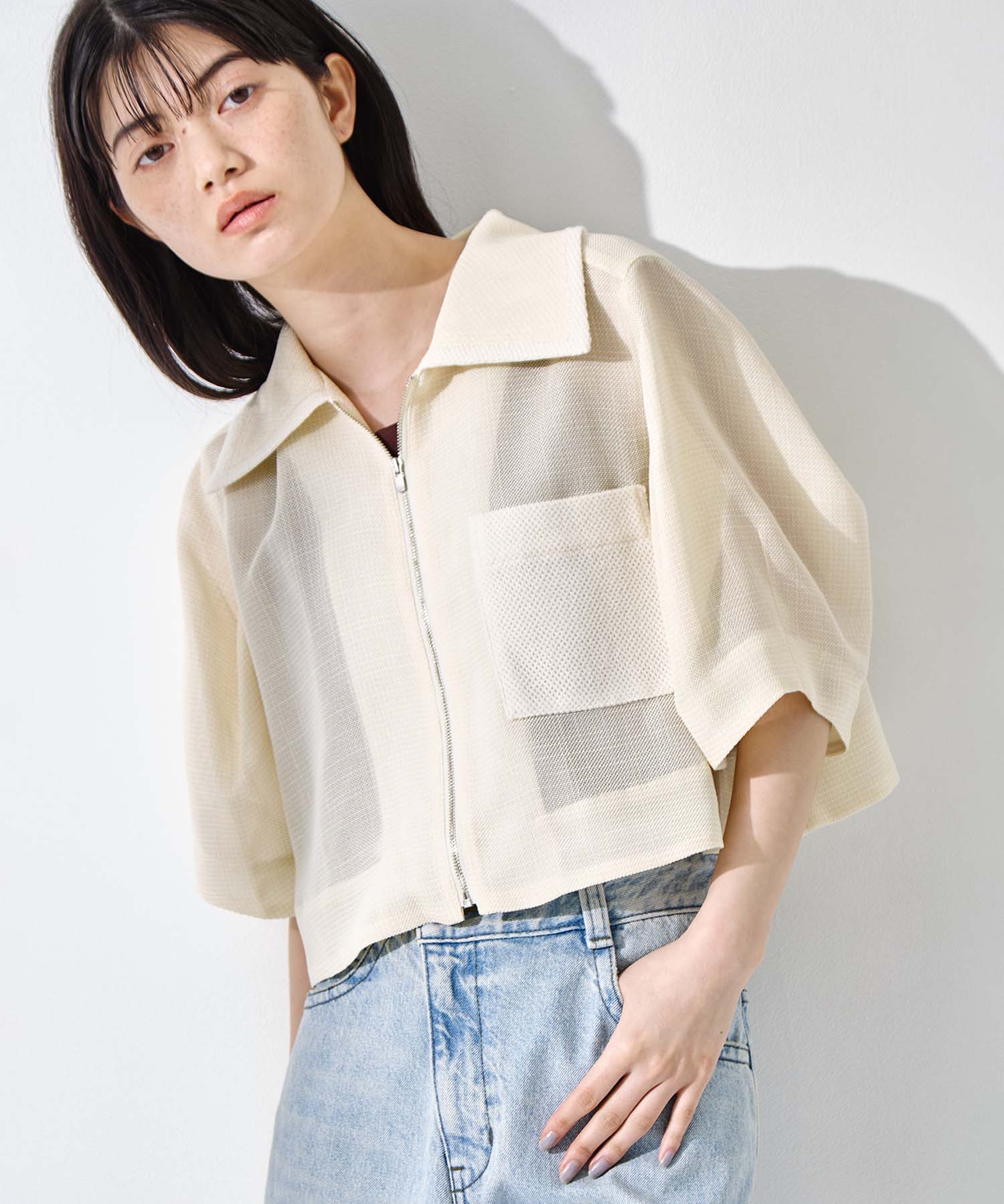 Washable Mesh Shirt Blouson