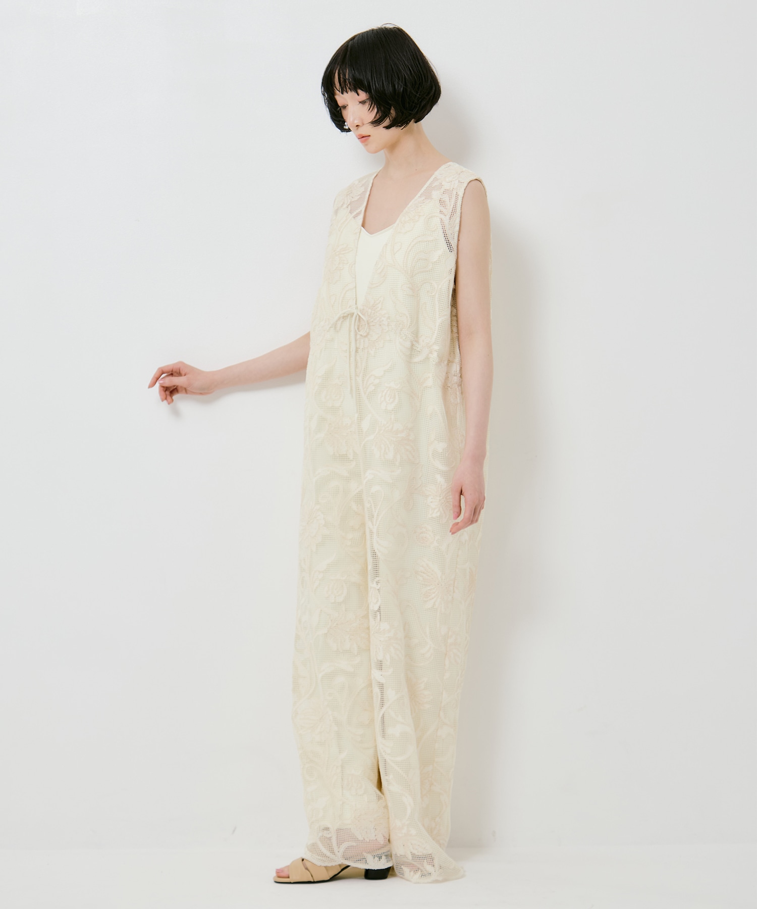 2WAY SILHOUETTE V NECK ROMPERS