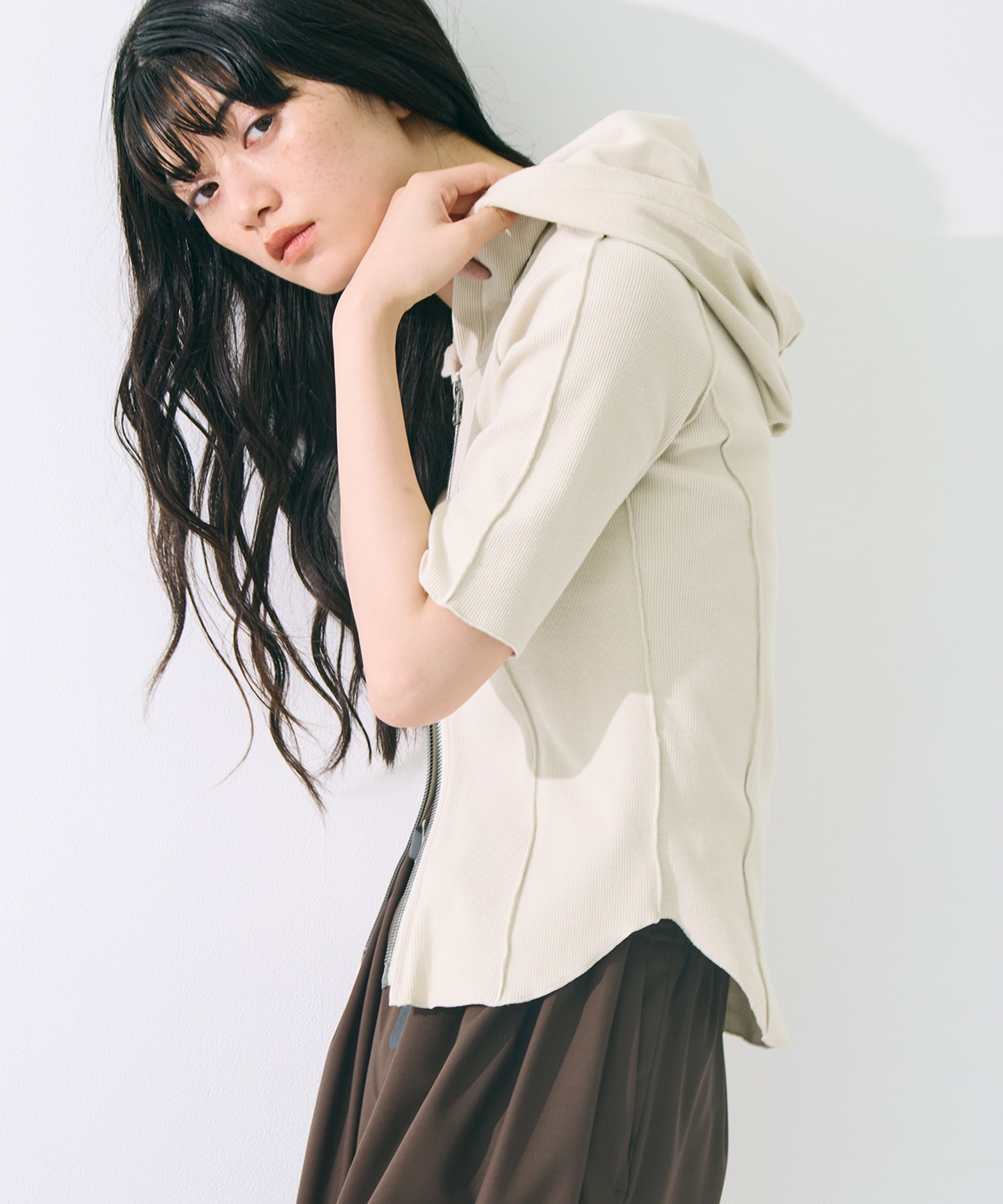 Zip Up Hoodie Rib Top