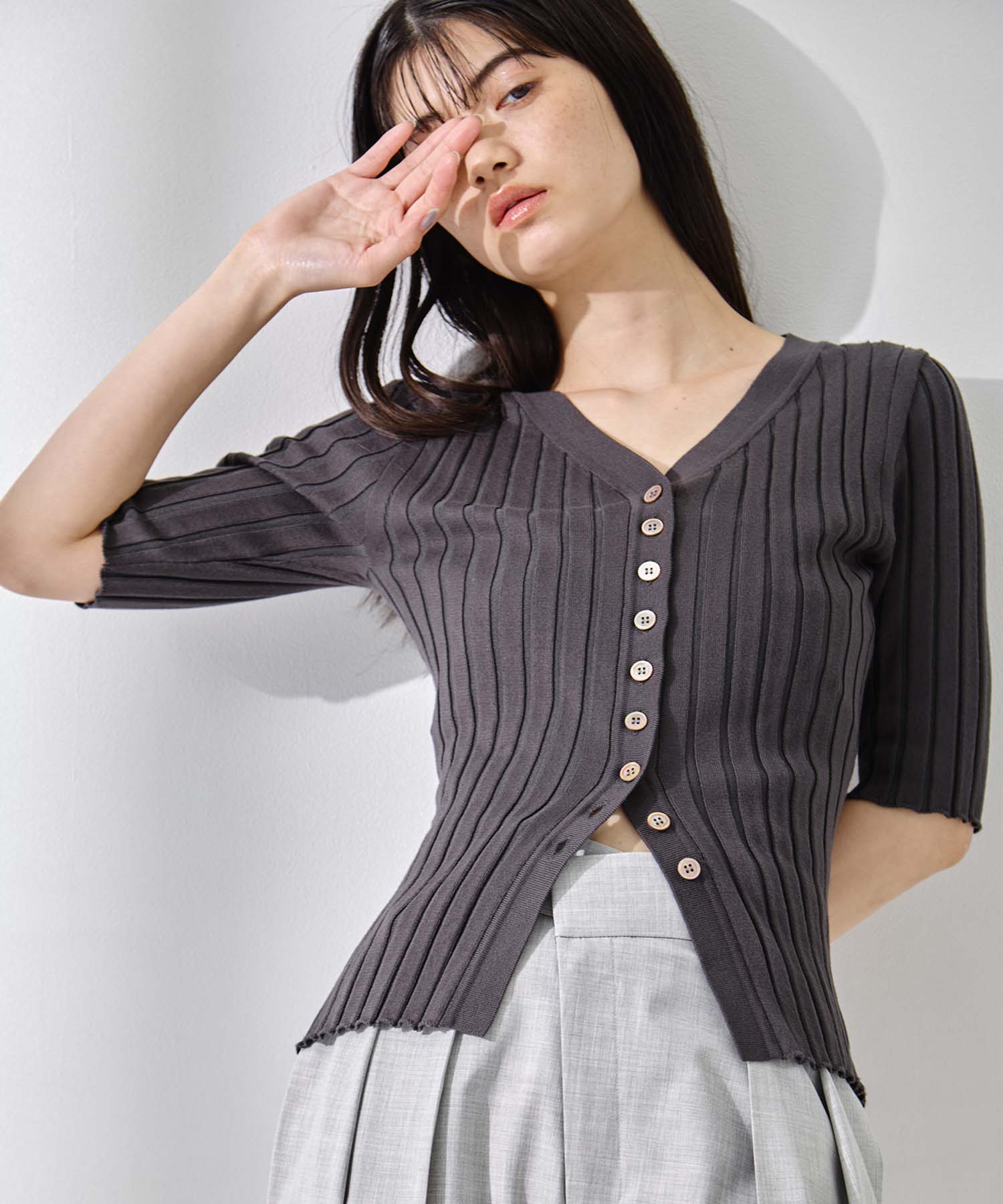 Silk Viscose Wide Rib Cardigan