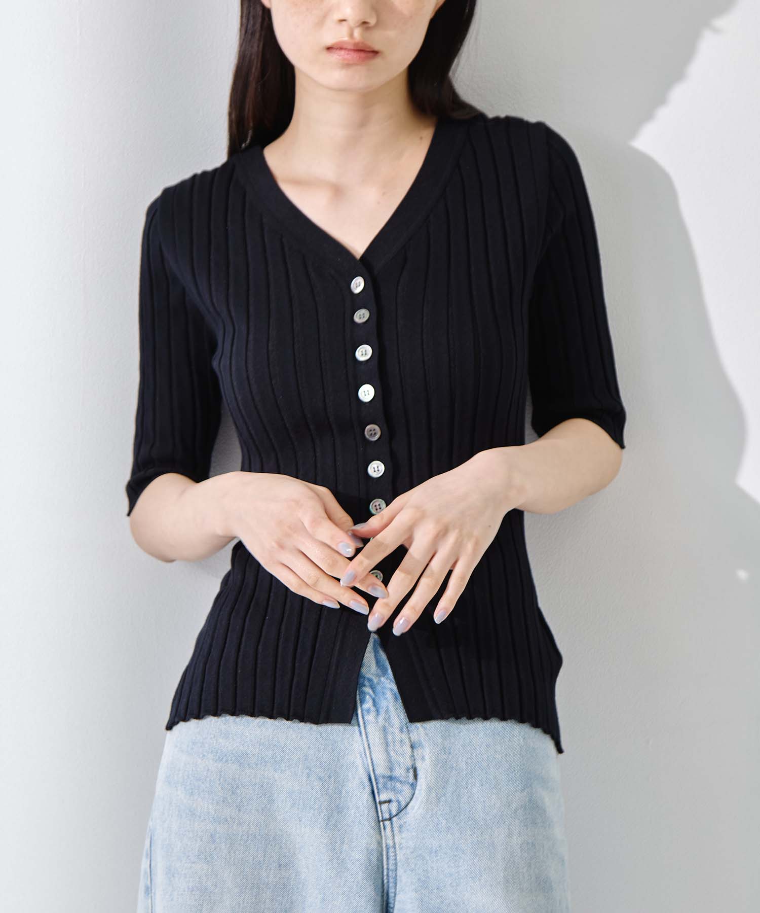 Silk Viscose Wide Rib Cardigan