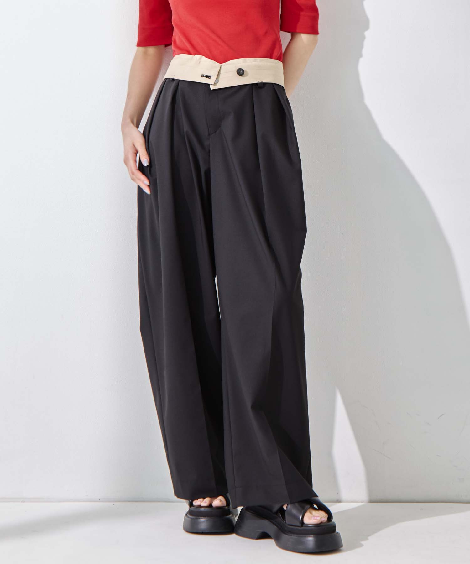 Double Tucked Stretch Trousers