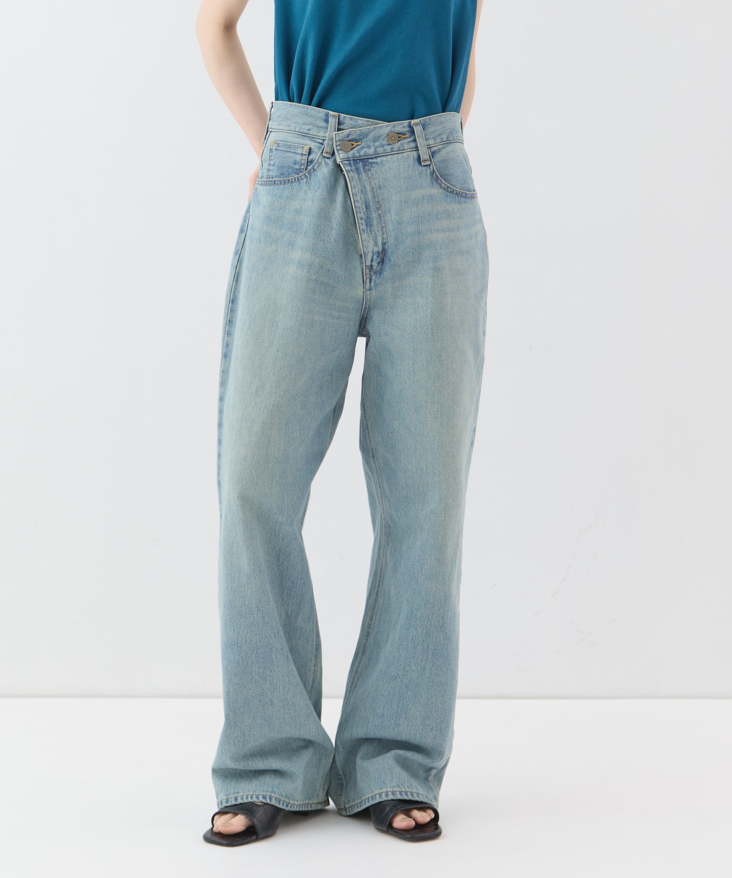 DOUBLE WAIST DENIM PANTS