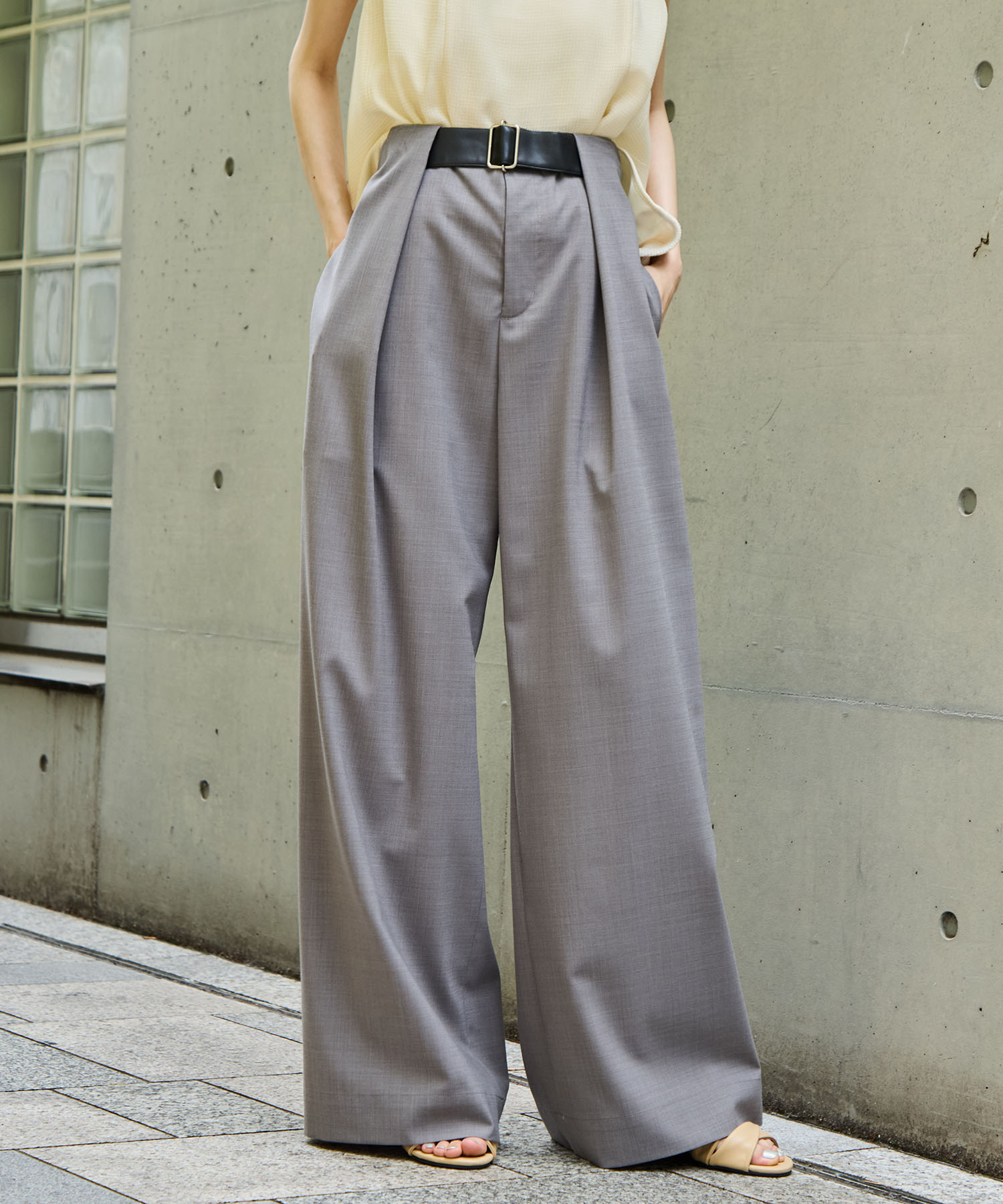 Summer Wool Belted Trousers