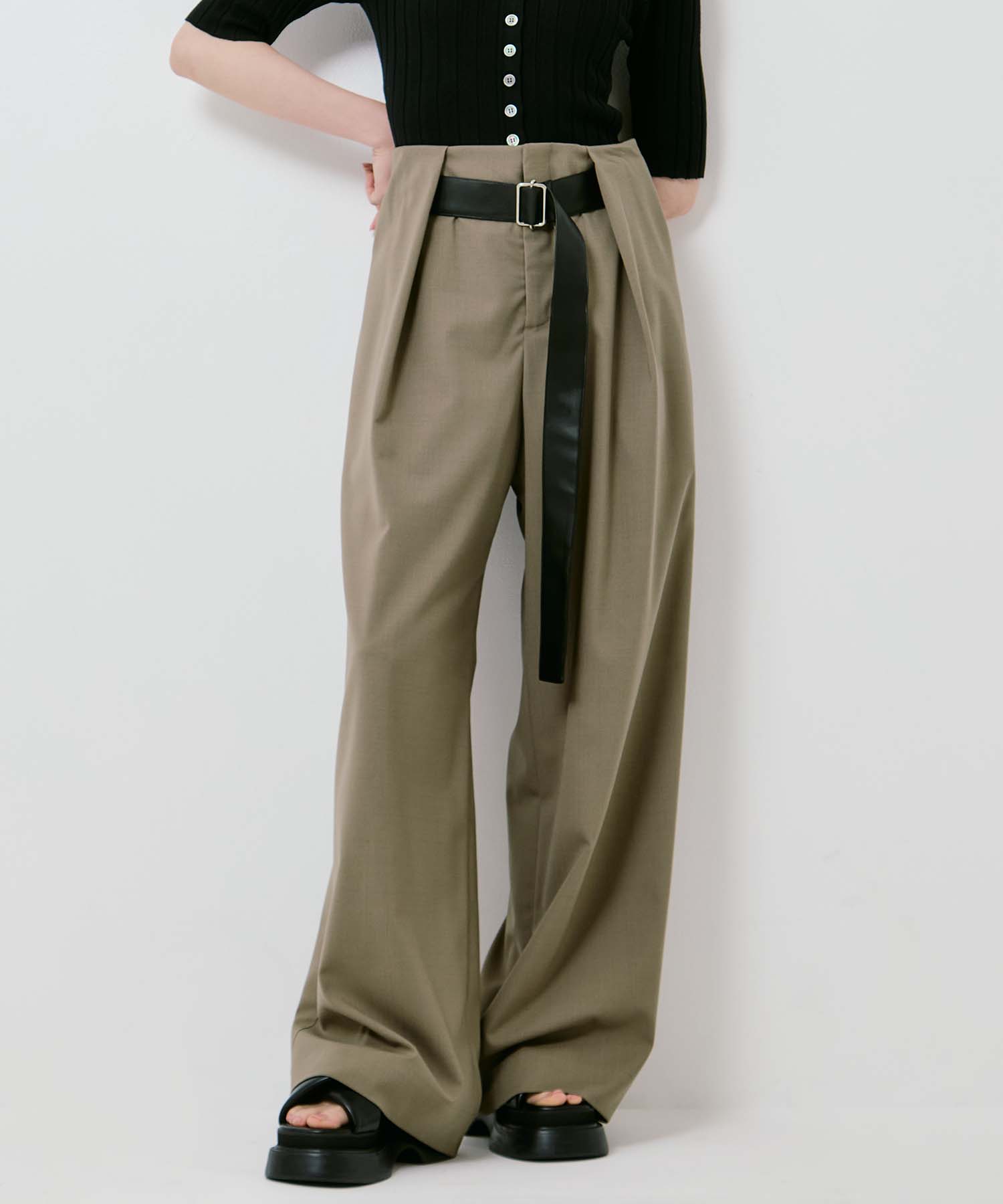 Summer Wool Belted Trousers