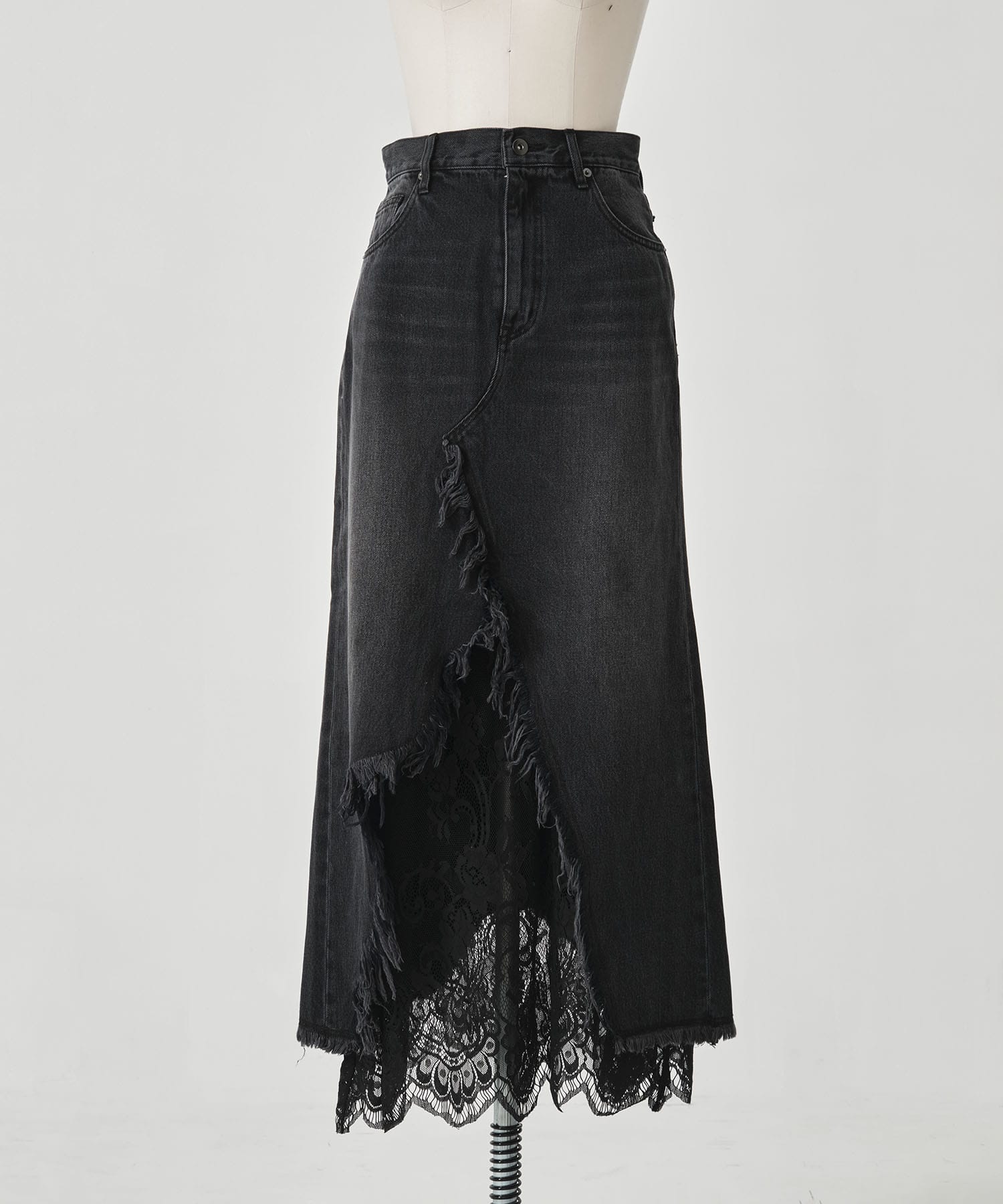 REMAKE LIKE DENIM LACE LAYERED SKIRT