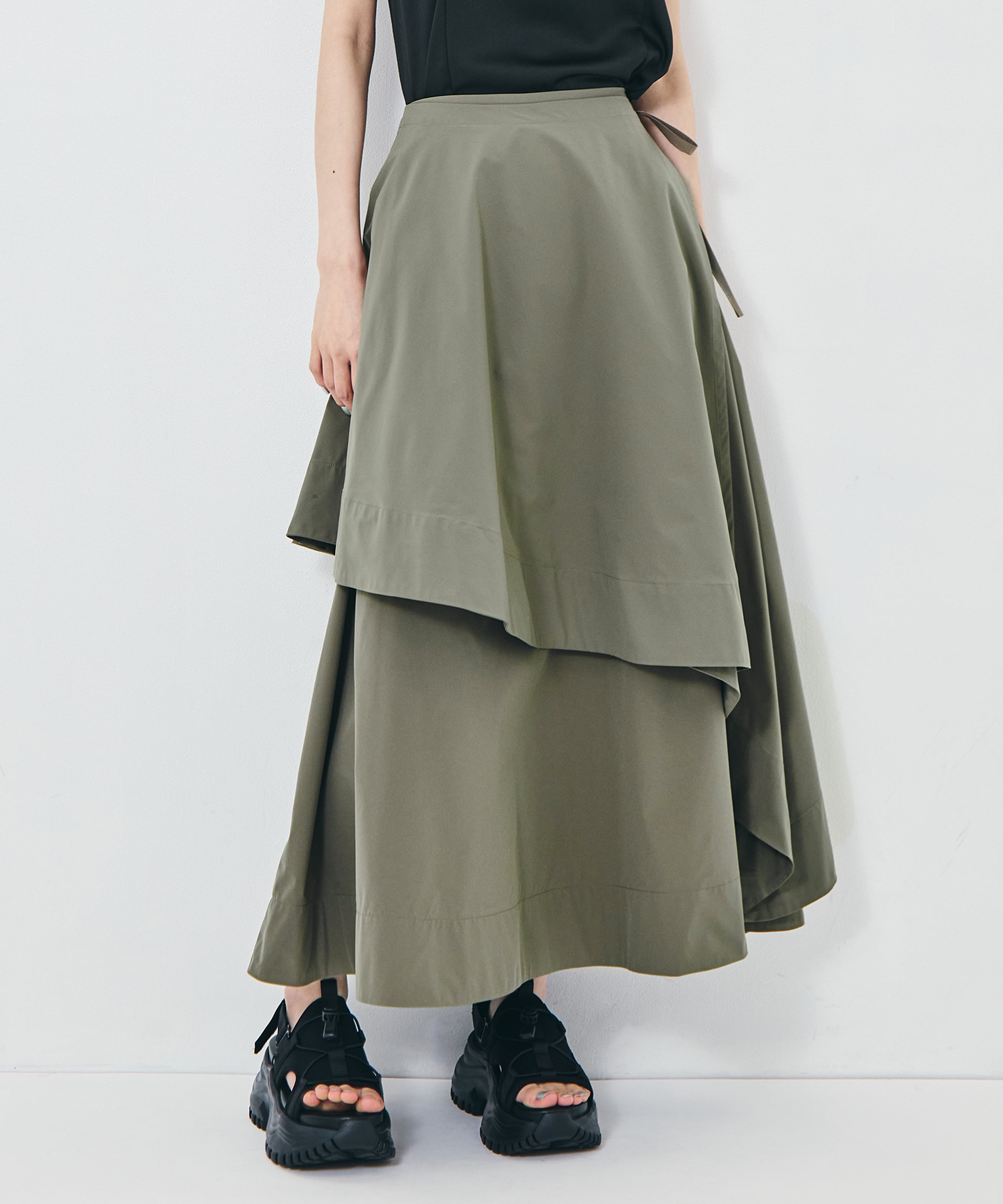 Asymmetry Wrap Layer Skirt