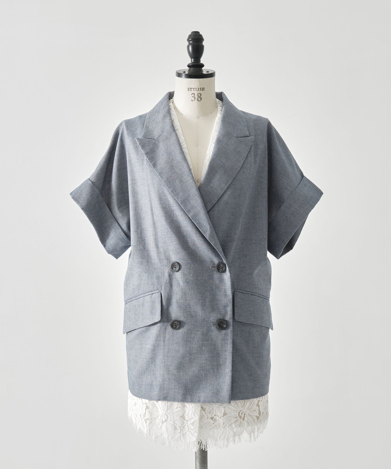 MELANGE LACE VEST LAYERED JACKET