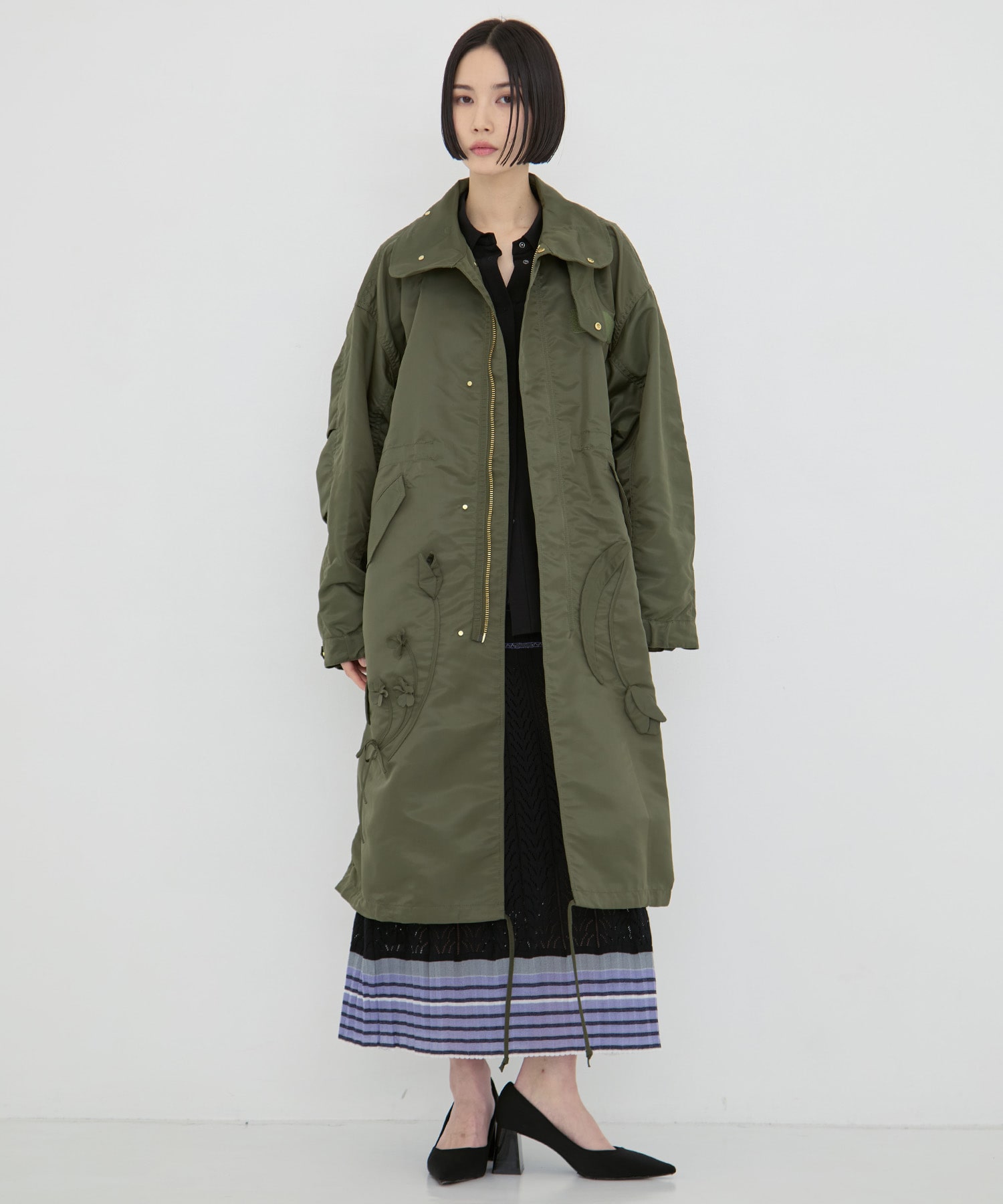 Nylon Twill 3D Embroidery Mods Coat