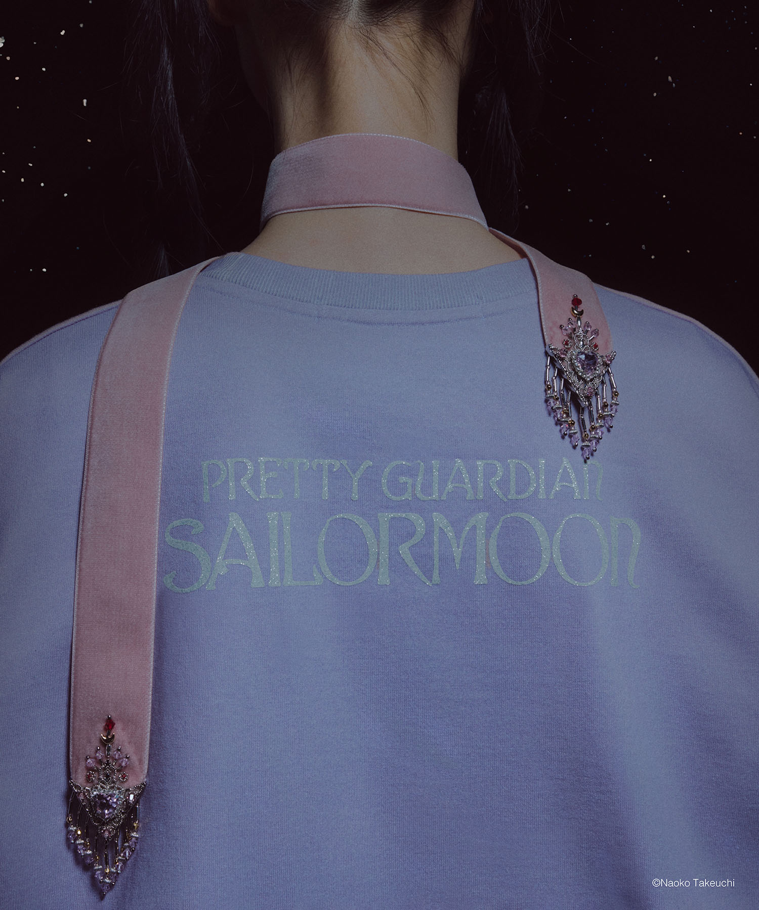 Sailor Chibi Moon crystal silver tip velvet long ribbon