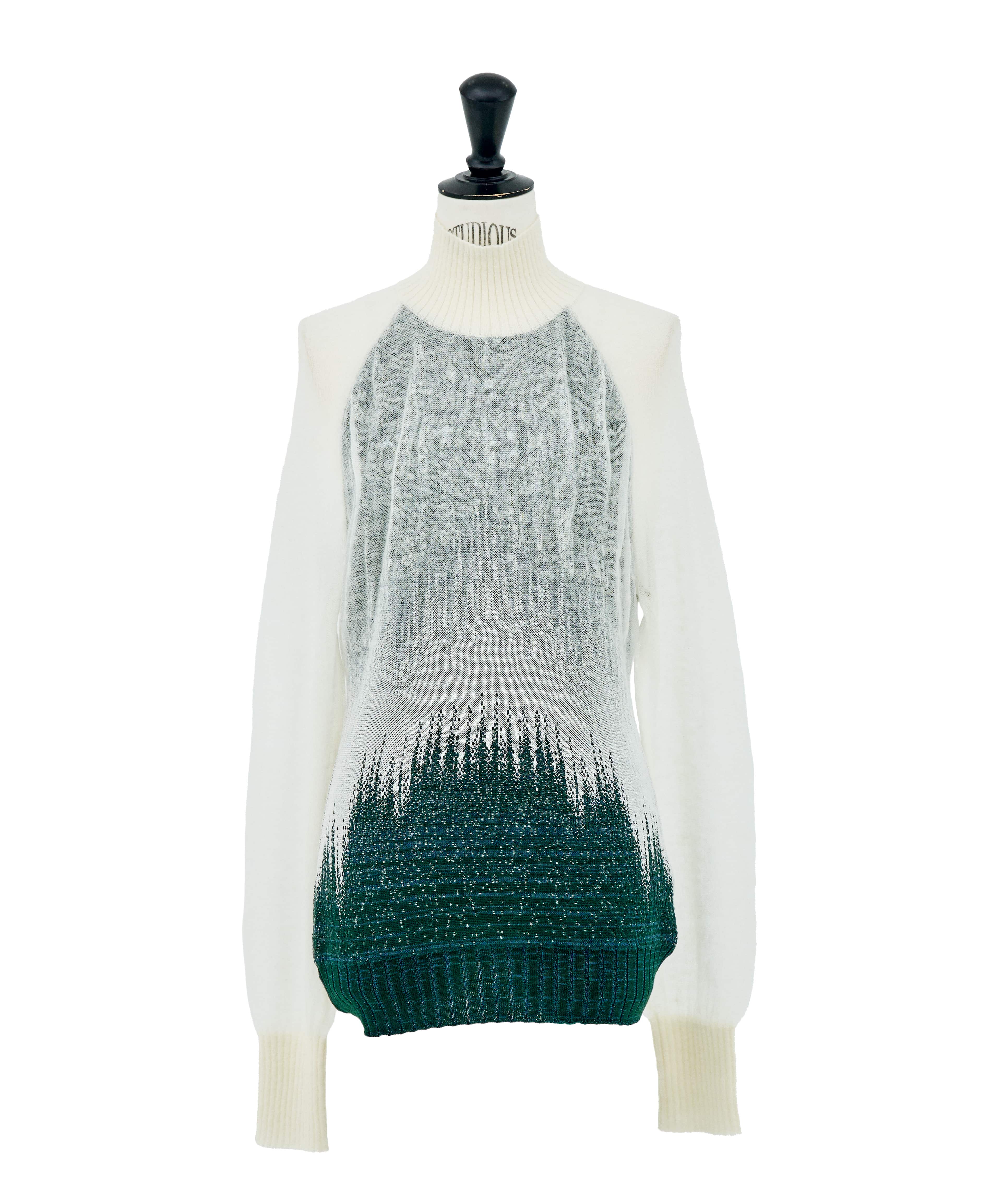 Sheer Jacquard High Neck Knit Top