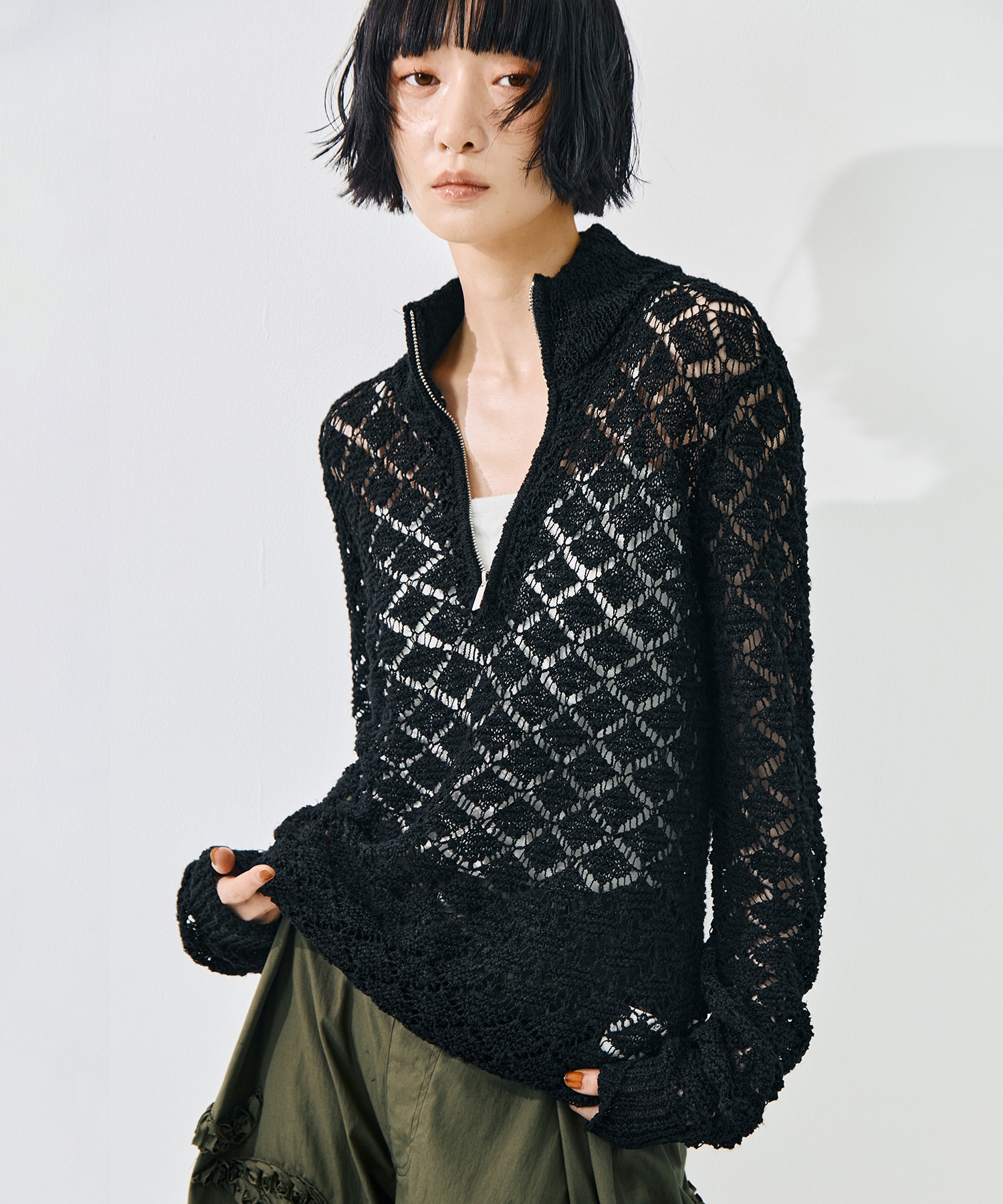 MULTI-COLORED HALF-ZIP KNIT
