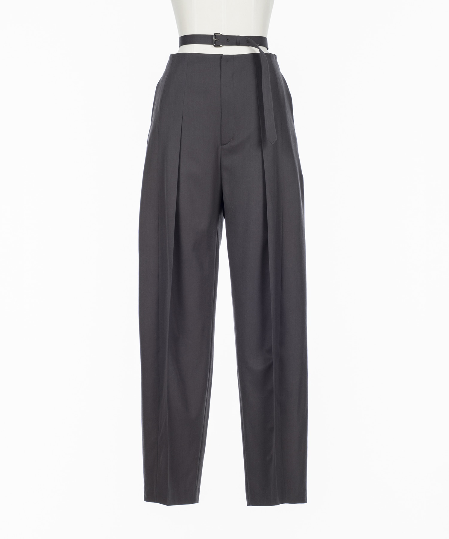 FINE WOOL SUITING BELTED TROUSERS