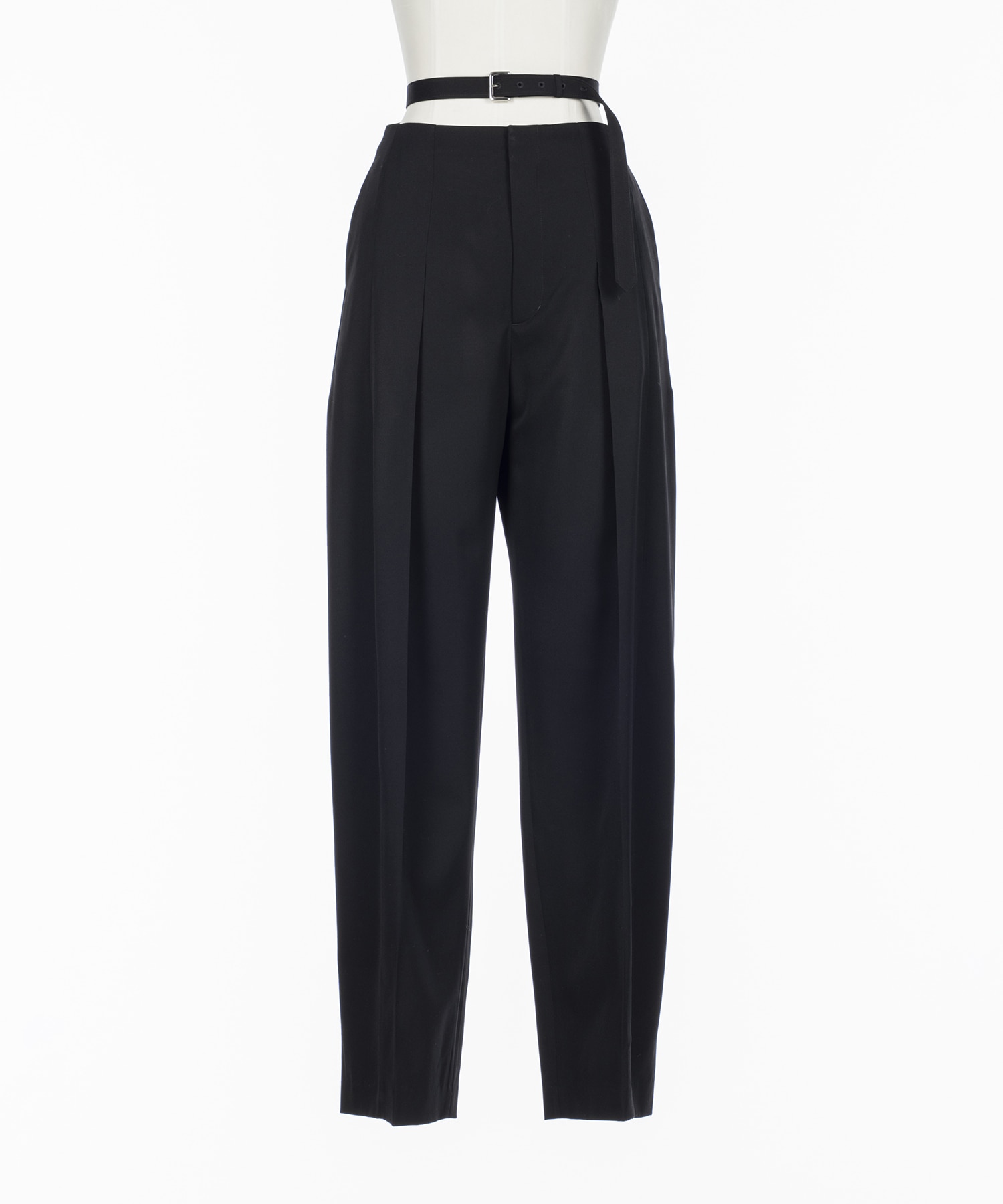 FINE WOOL SUITING BELTED TROUSERS