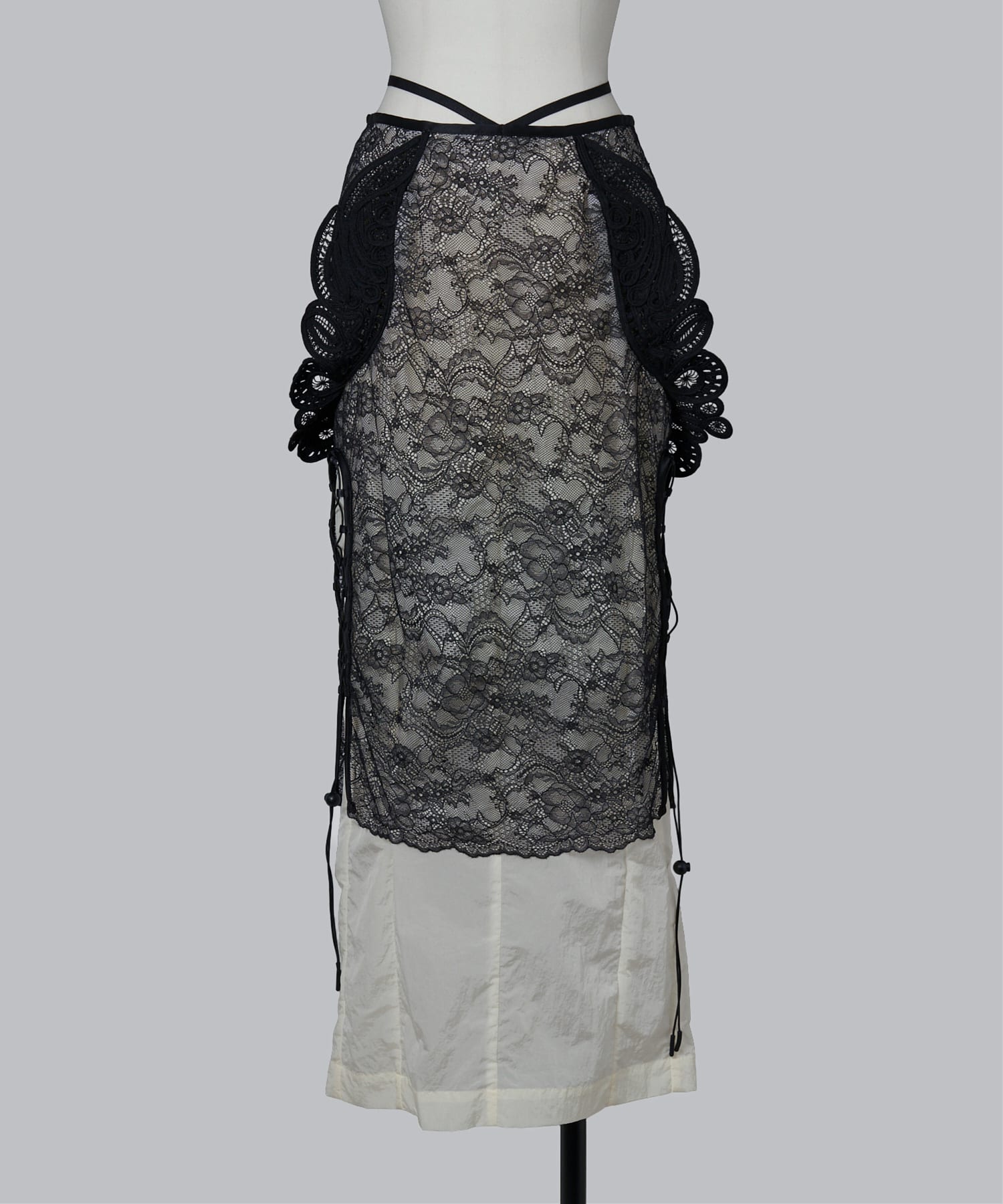 Nylon Skirt with Cording Embroidery Detail
