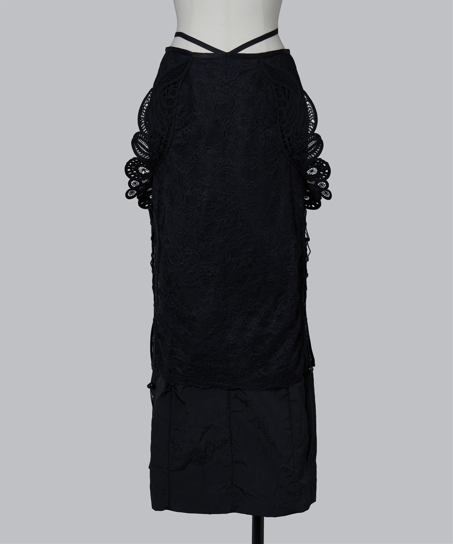 Nylon Skirt with Cording Embroidery Detail