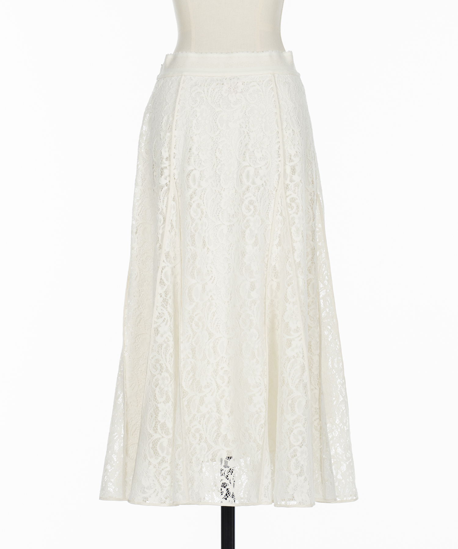 FLOCKED LACE FLARED SKIRT