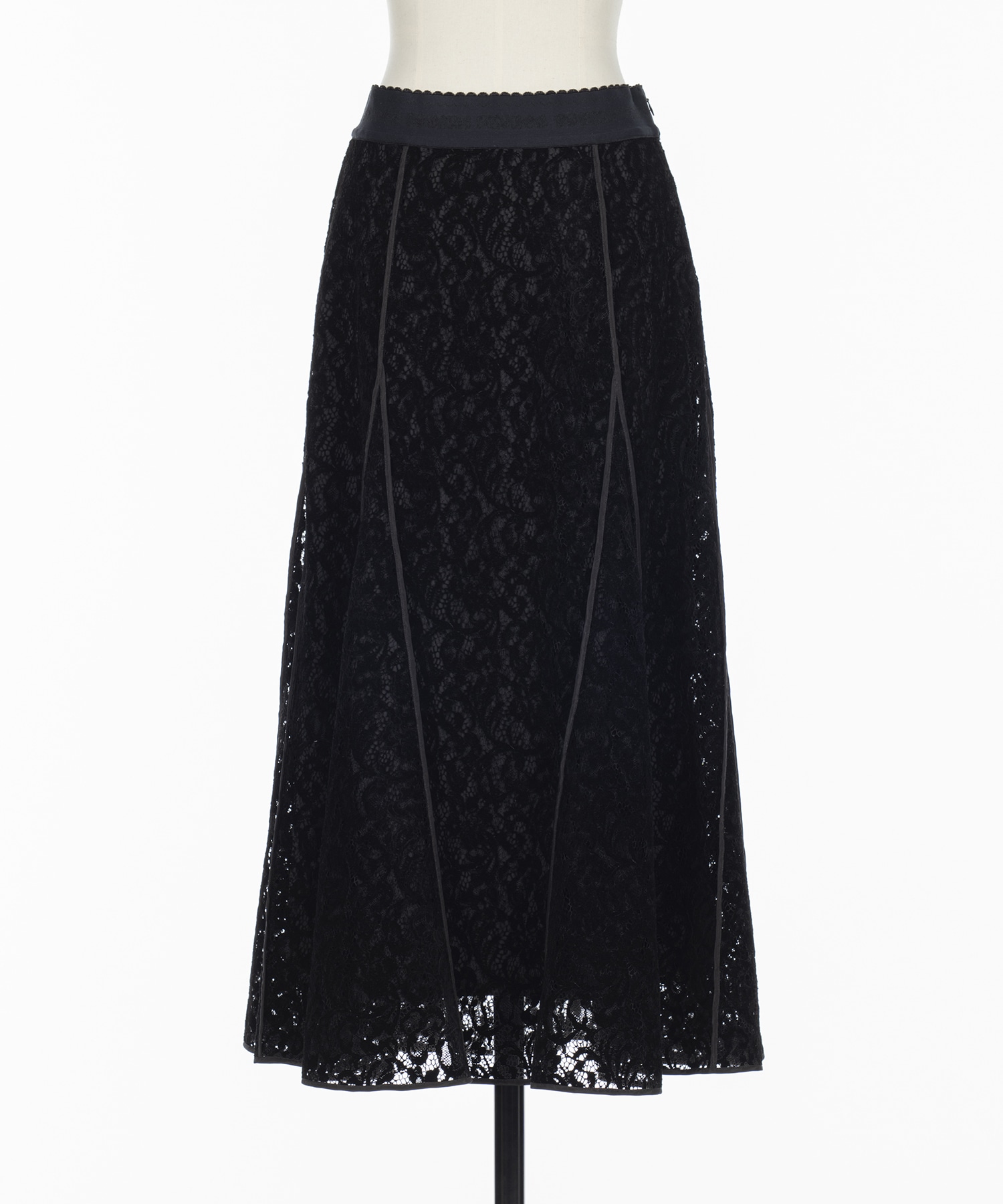 FLOCKED LACE FLARED SKIRT