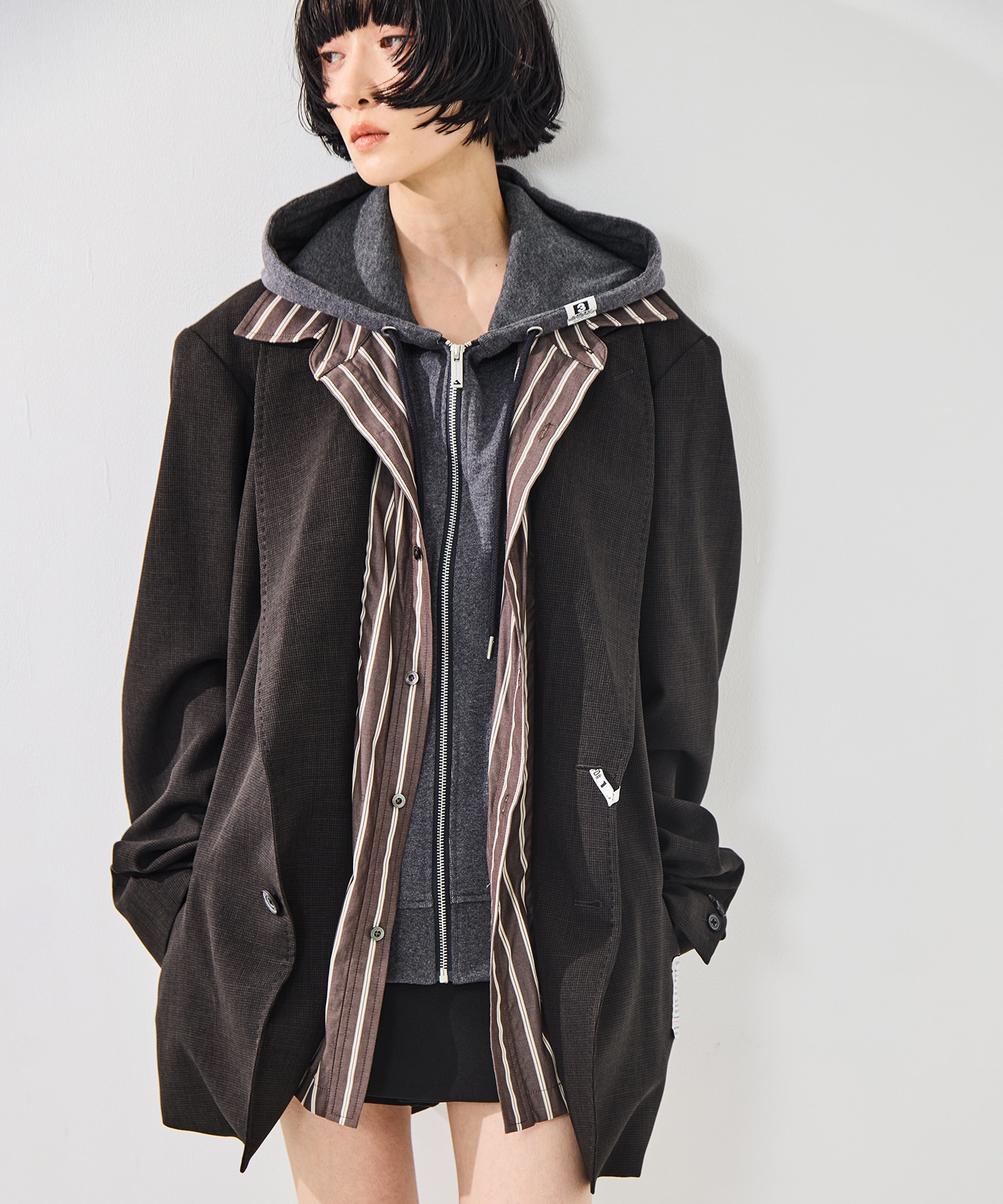 THREE LAYERED HOUNDSTOOTH JACKET