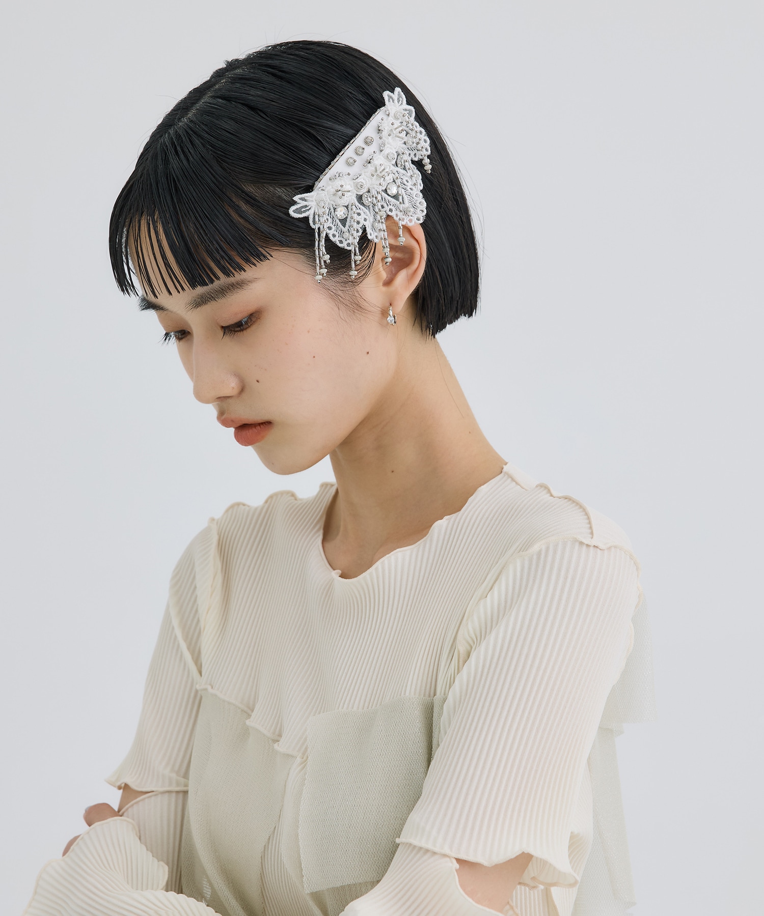 Snow bijou barrette left
