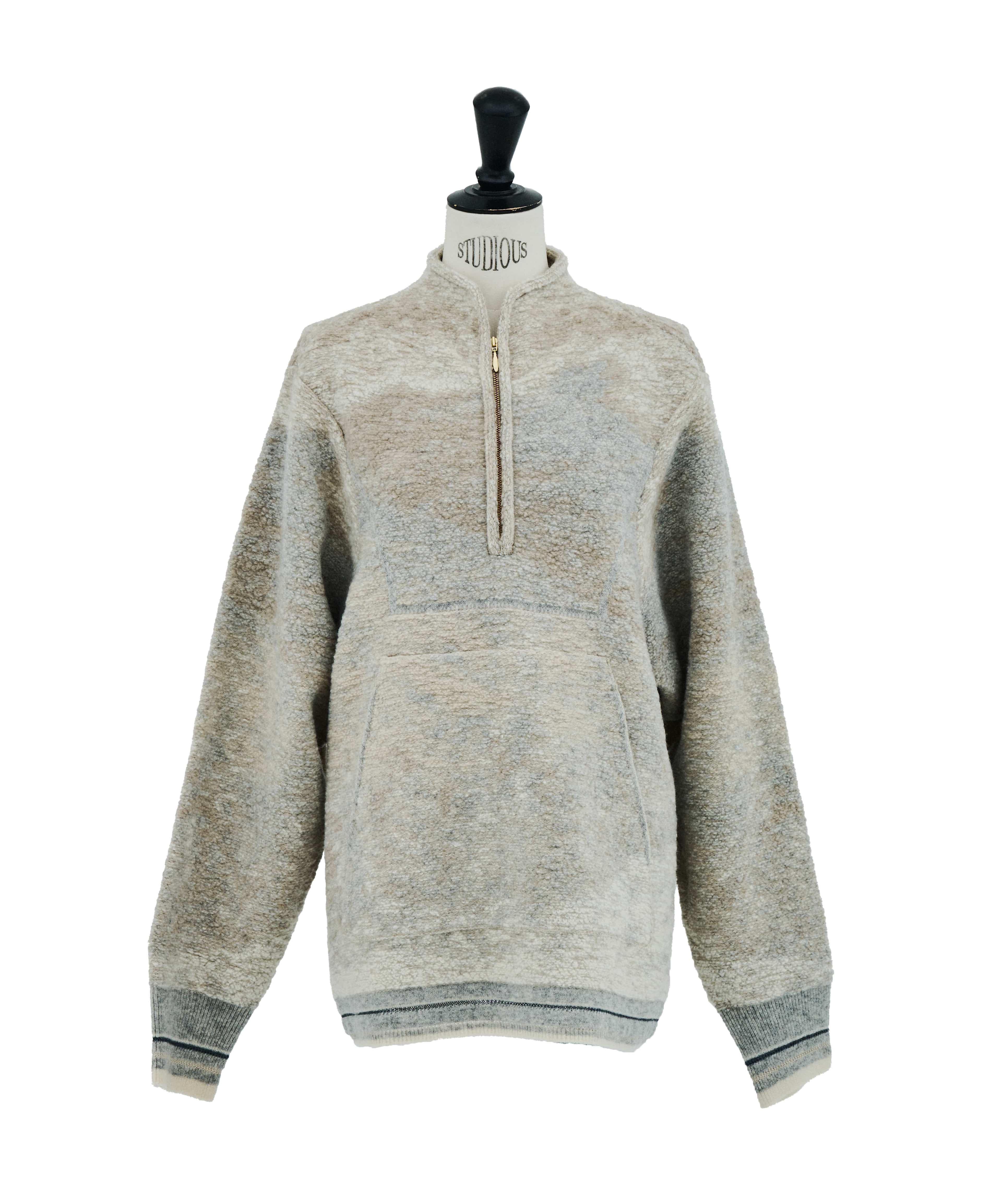 Pile Jacquard Half Zip Knit Top