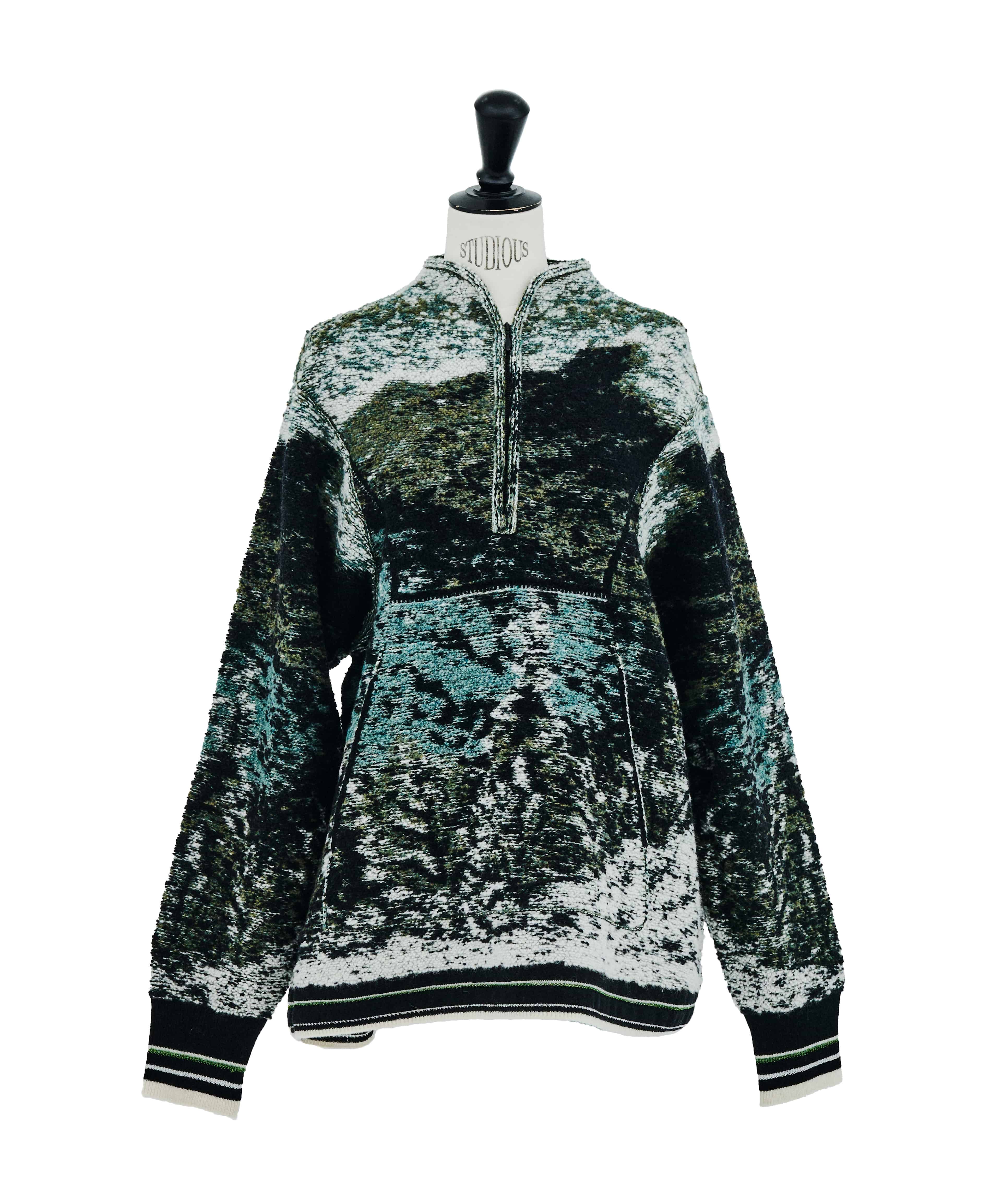 Pile Jacquard Half Zip Knit Top