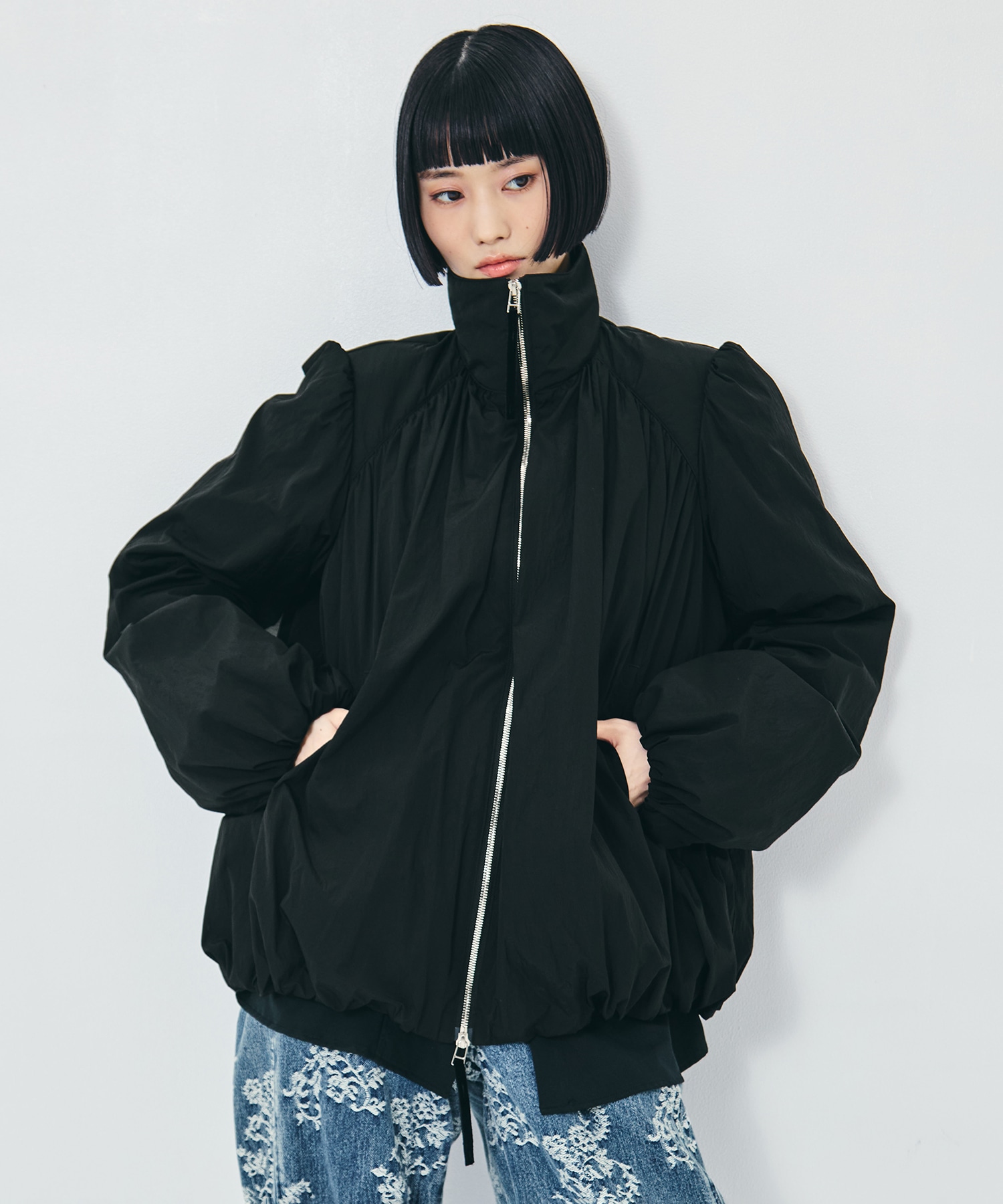 GATHERED PADDED BLOUSON