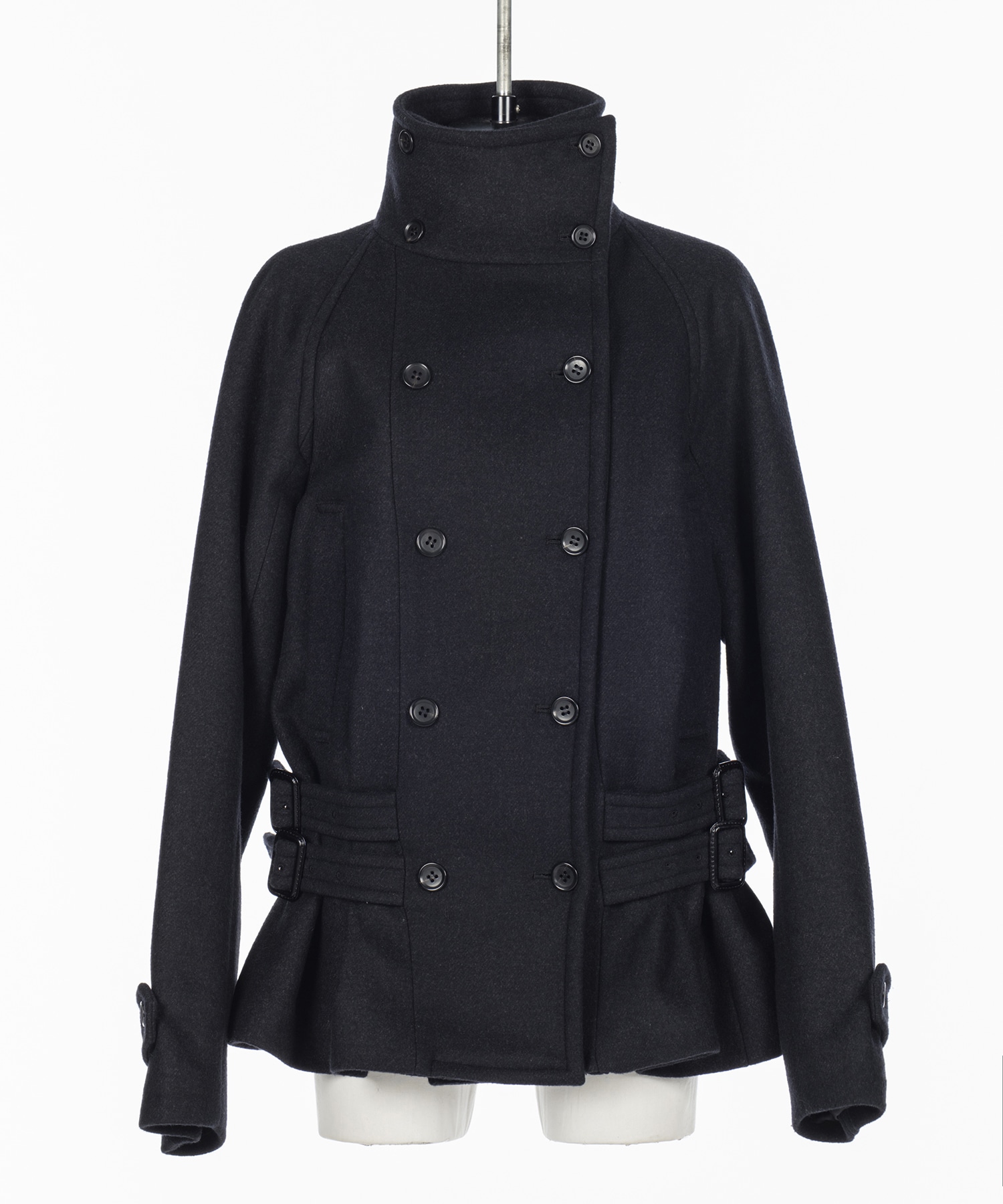 WOOL MELTON LOOP SHORT TRENCH JACKET